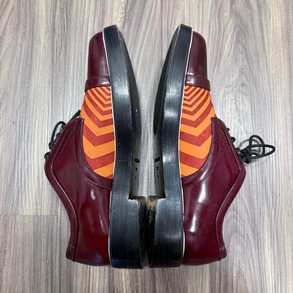 Nicholas Kirkwood Striped Leather Derby Shoes Brown Burgundy Geometric Size 42 - Picture 5 of 7